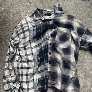 Black and white small flannel with 3 different flannel patterns